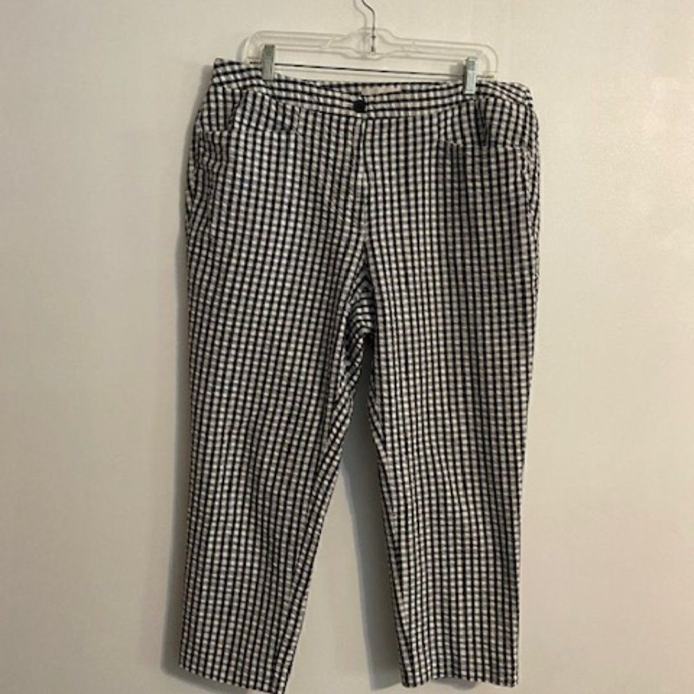 Talbots Black/White Plaid crop pants, size 16W